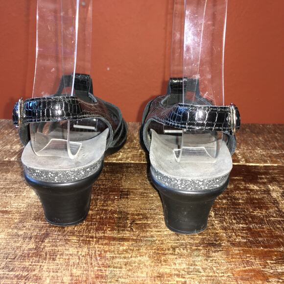 SAS Allegro Heel Strap Sandal Woman’s 9 N Narrow Black Croc Classic Heritage - Picture 3 of 9